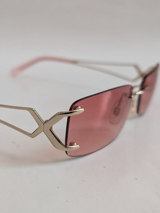 NWT Vintage 90\'s Lady Fashion Rectangle Rimless Sunglasses (S. Gold) main image 5